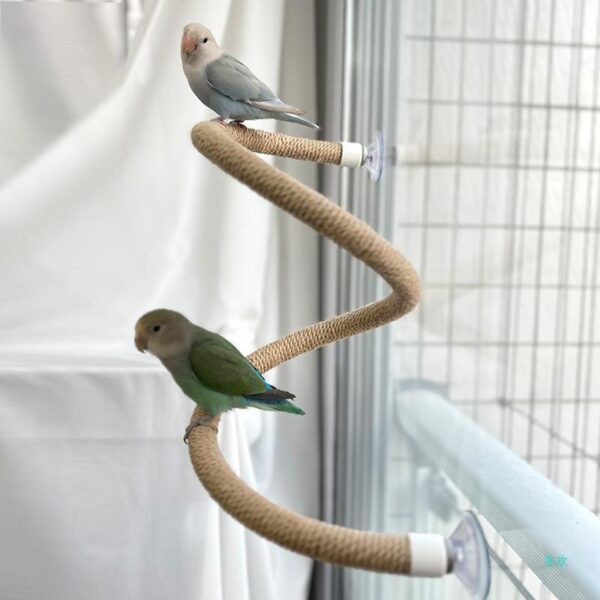 Multi-purpose Parrot Hemp Rope Sucker Stand Bar Stick - Image 4