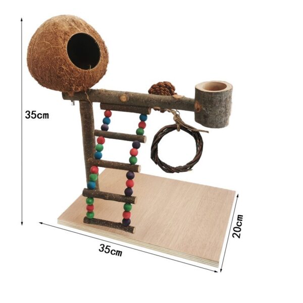 Solid Wood Parrot Station Frame Training Bird Shelf Parrot Toys - Image 3