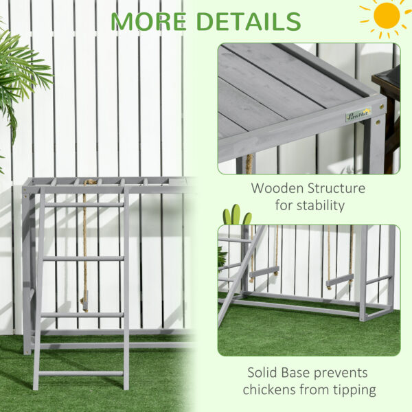 Chicken Activity Game With Swing Set For 3-4 Birds, Wooden Chicken Coop Accessory With Multiple Chicken Perches And Hen Ladder Grey - Image 2