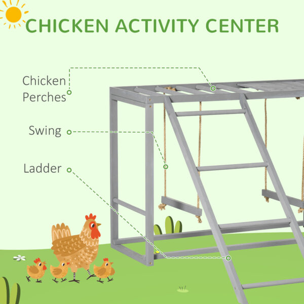 Chicken Activity Game With Swing Set For 3-4 Birds, Wooden Chicken Coop Accessory With Multiple Chicken Perches And Hen Ladder Grey - Image 6