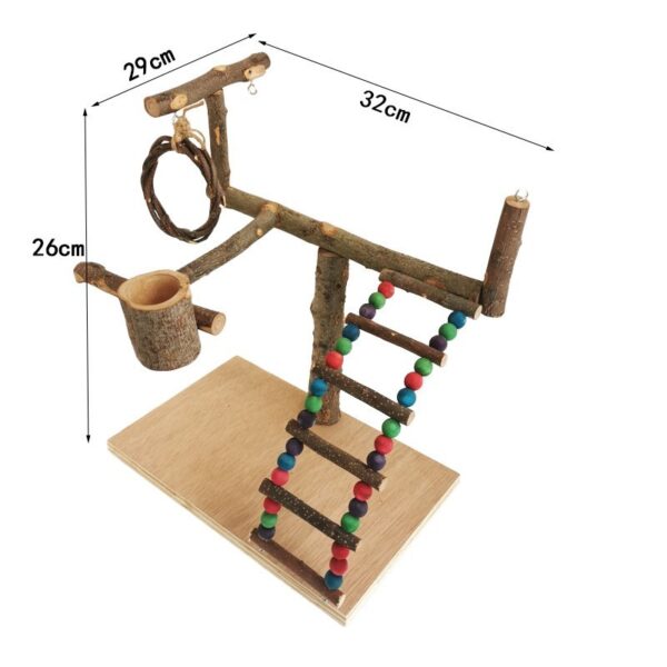 Solid Wood Parrot Station Frame Training Bird Shelf Parrot Toys - Image 5